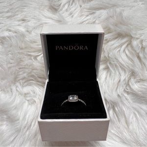 Pandora Square Sparkle Halo Ring